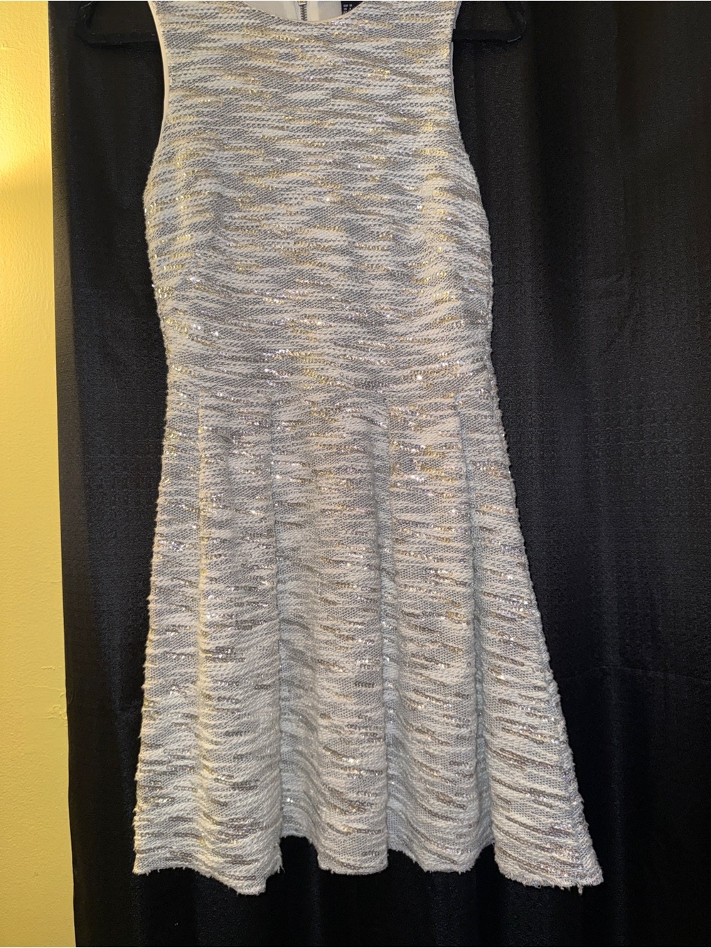 H&M Light Gray and Silver Sparkle Knit Fit-and-Flare Dress